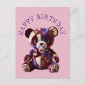 Süßer Patchwork-Kuschel-Bär Postkarte (Vorderseite)