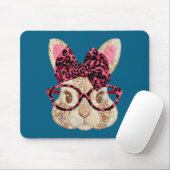 Süßer Patchwork-Osterhase mit Brille rosa Schleife Mousepad (Mit Mouse)