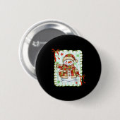 Süßer Patchwork-Schneemann-Bogen Weihnachten Xmas Button (Vorne & Hinten)