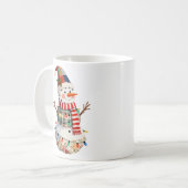 Süßer Patchwork-Schneemann Weihnachtslichter Feier Kaffeetasse (Vorderseite Links)