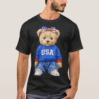 Süßer patriotischer Bär USA 4. Juli amerikanisch T-Shirt