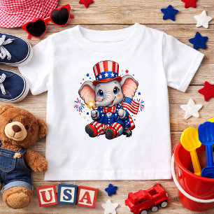 Süßer patriotischer Elefant Baby T-shirt