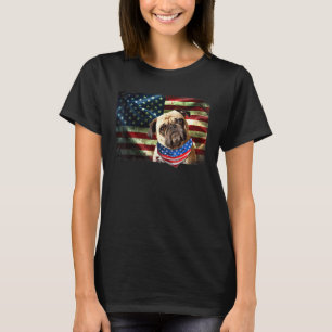 Süßer patriotischer Mops amerikanischer Flaggen-Hu T-Shirt