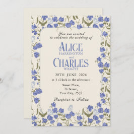 Süßer Pea Blütenblau und Creme Einladung