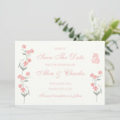 Süßer Pea Floral PInk und Creme Save the Date Einladung (Stehend Vorderseite)