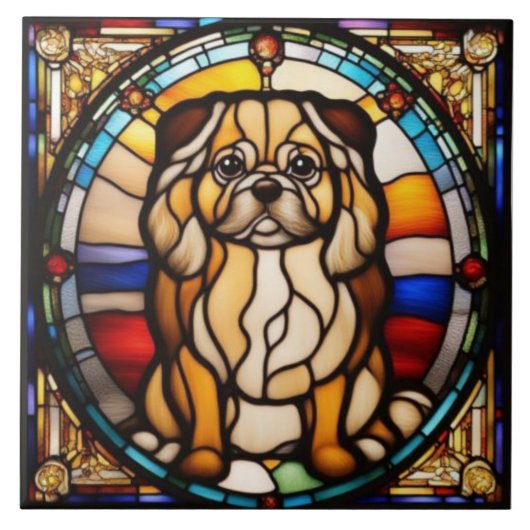 Süßer Pekingese-Hund Keramikfliese (Vorderseite)