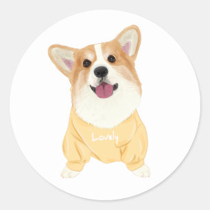 Süßer Pembroke-Corgi-Welpe Cartoon-Hundefreund Runder Aufkleber