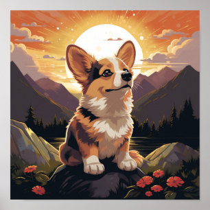 Süßer Pembroke Welsh Corgi Welpe Hund Poster
