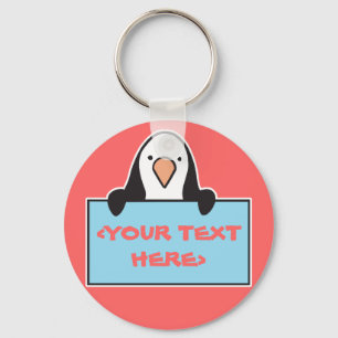 SÜSSER PENGUIN MIT INDIVIDUELLEM SCHILD, <YOUR TEX SCHLÜSSELANHÄNGER