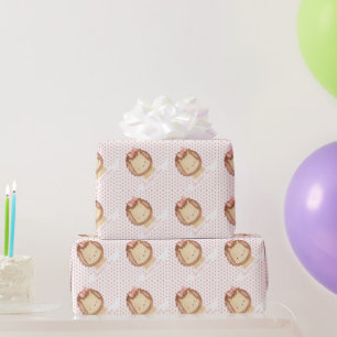 Süßer personalisierter Aquarell-Baby-Löwe rosa flo Geschenkpapier