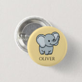 Süßer personalisierter Baby-Elefant Kindername Button (Vorne & Hinten)
