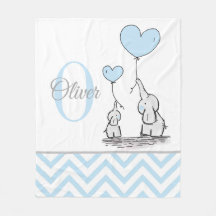 Süßer personalisierter blau-grauer Elefant Chevron