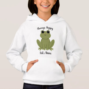 Süßer personalisierter Frosch Immer fröhliche Kind Hoodie