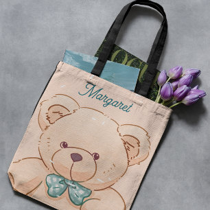 Süßer pfirsichrosa Teddy Geschenk für Kinder Tasche