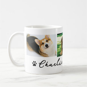 Süßer Pfotenabdruck des Haustieres Hund liebt dich Kaffeetasse