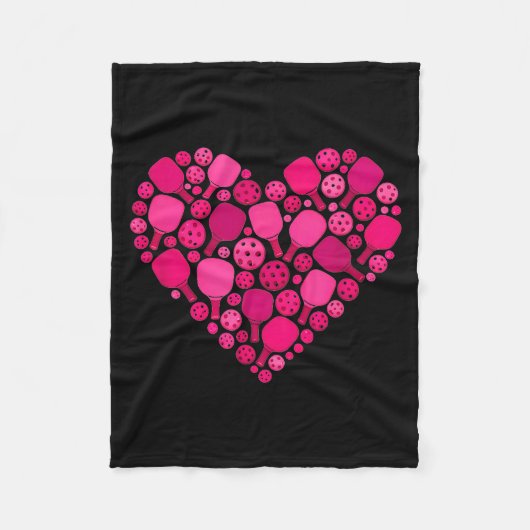 Süßer Pickleball-Herz Valentinstag Pickleball Fleecedecke (Vorderseite)