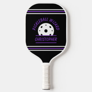 Süßer Pickleball-Zauberer Name Ball Schwarz Lila P Pickleball Schläger