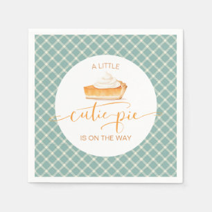 Süßer Pie-Kürbiskuchen Herbst Karo Baby Shower Serviette