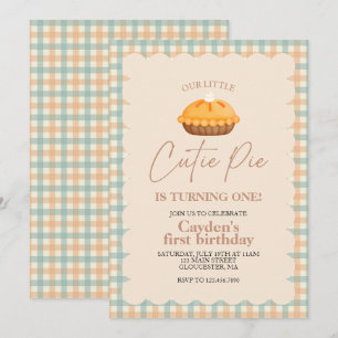 Süßer Pie Kürbiskuchen Herbst Karo Erstes Geburtst Einladung