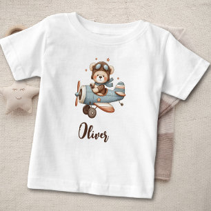 Süßer Pilot Teddy Bär personalisiert Baby T-shirt