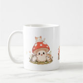 Süßer Pilz & Kätzchen Kaffeebecher – Whimsical Cot Kaffeetasse (Links)