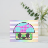 SÜSSER PILZ PILZ GINGHAM PATCHWORK KARO POSTKARTE (Stehend Vorderseite)