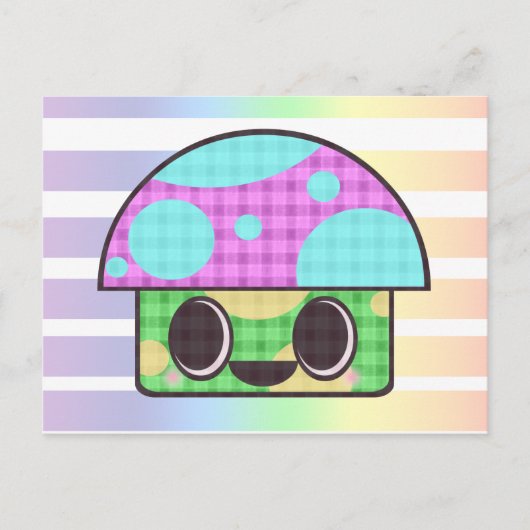 SÜSSER PILZ PILZ GINGHAM PATCHWORK KARO POSTKARTE (Vorderseite)