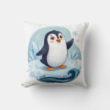 Süßer Pinguin Arktis Kinderzimmer Wurfkissen