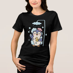 Süßer Pinguin Badezeit Tri-Blend Shirt