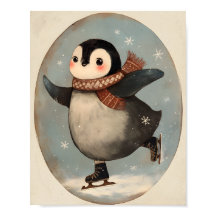 Süßer Pinguin beim Eislaufen | Kinderzimmer-Wandku