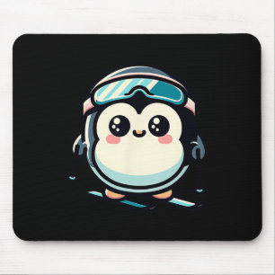 Süßer Pinguin beim Skifahren mit Skibrille Alpiner Mousepad