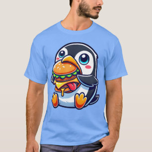 Süßer Pinguin-Burger-Kartentrick Schnellimbiss Ret T-Shirt
