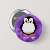 Süßer Pinguin-Cartoon, benutzerdefinierte lila Was Button (Vorne & Hinten)