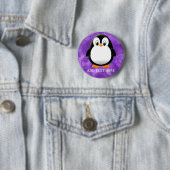 Süßer Pinguin-Cartoon, benutzerdefinierte lila Was Button (Beispiel)