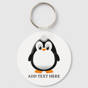 Süßer Pinguin-Cartoon editierbarer Name Schlüsselanhänger