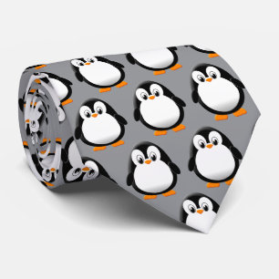 Süßer Pinguin-Cartoon Grau  Krawatte