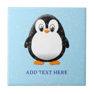 Süßer Pinguin-Cartoon in Blau Fliese