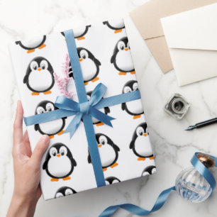 Süßer Pinguin-Cartoon, individuelle Winterweiße Geschenkpapier