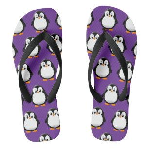 Süßer Pinguin Cartoon Lila Badesandalen