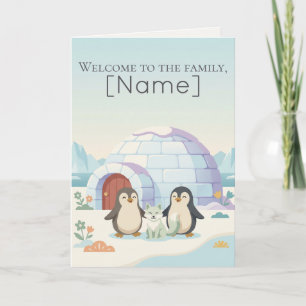 Süßer Pinguin Fellbaby Personalisierte Neue-Haus Karte