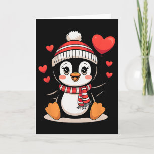 Süßer Pinguin Herz Bylloon zum Valentinstag  Karte