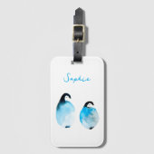 Süßer Pinguin im Wasserfarb-Stil Gepäckanhänger (Vorderseite Vertikal)