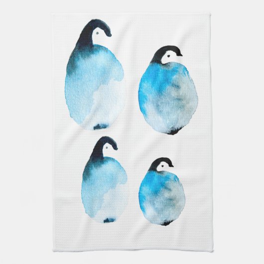 Süßer Pinguin im Wasserfarb-Stil Geschirrtuch (Vertikal)