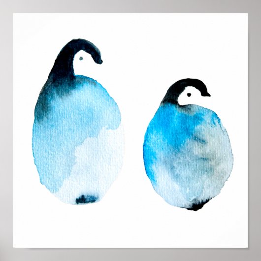 Süßer Pinguin im Wasserfarb-Stil Poster (Vorne)