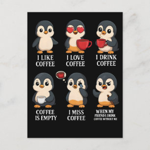 Süßer Pinguin Kaffeeliebhaber Emotionen für jede S Feiertagspostkarte