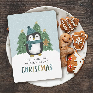 Süßer Pinguin Lustiger Pinguin-Weihnachten Feiertagskarte