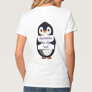 Süßer Pinguin mit einem Schild für personalisierte T-Shirt