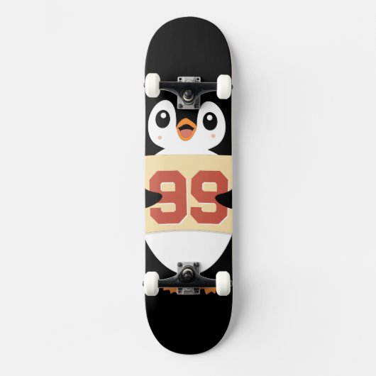 Süßer Pinguin mit einem Schild Skateboard (Vorderseite)