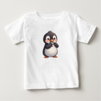 Süßer Pinguin mit Fisch Baby T-shirt