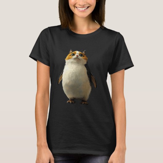 Süßer Pinguin mit Katzengesicht T-Shirt (Vorderseite)
